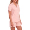 image:imageLYANER Womens Pajamas Set Heart Print Button Short Sleeve Shirt With Shorts Sleepwear Pjs Lounge SetLight Coral Pink