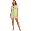 image:imageLYANER Womens Pajamas Set Heart Print Button Short Sleeve Shirt With Shorts Sleepwear Pjs Lounge SetLight Green