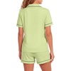 image:imageLYANER Womens Pajamas Set Heart Print Button Short Sleeve Shirt With Shorts Sleepwear Pjs Lounge SetLight Green