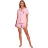 image:imageLYANER Womens Pajamas Set Heart Print Button Short Sleeve Shirt With Shorts Sleepwear Pjs Lounge SetPink