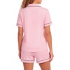 image:imageLYANER Womens Pajamas Set Heart Print Button Short Sleeve Shirt With Shorts Sleepwear Pjs Lounge SetPink