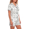 image:imageLYANER Womens Pajamas Set Heart Print Button Short Sleeve Shirt With Shorts Sleepwear Pjs Lounge SetRabbit Beige
