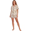 image:imageLYANER Womens Pajamas Set Heart Print Button Short Sleeve Shirt With Shorts Sleepwear Pjs Lounge SetRooster Beige