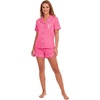 image:imageLYANER Womens Pajamas Set Heart Print Button Short Sleeve Shirt With Shorts Sleepwear Pjs Lounge SetRose