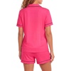 image:imageLYANER Womens Pajamas Set Heart Print Button Short Sleeve Shirt With Shorts Sleepwear Pjs Lounge SetRose Pink