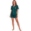 image:imageLYANER Womens Pajamas Set Heart Print Button Short Sleeve Shirt With Shorts Sleepwear Pjs Lounge SetTeal