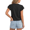 image:imageLYANER Womens Round Neck Ruffle Short Sleeve Dressy Casual Blouse Top ShirtsBlack