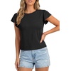 image:imageLYANER Womens Round Neck Ruffle Short Sleeve Dressy Casual Blouse Top ShirtsBlack