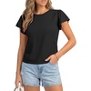 image:imageLYANER Womens Round Neck Ruffle Short Sleeve Dressy Casual Blouse Top ShirtsBlack