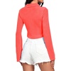 image:imageLYANER Womens Ruched Front Button Down V Neck Bell Long Sleeve Crop Tops Dressy Blouse ShirtBright Pink