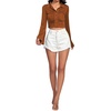 image:imageLYANER Womens Ruched Front Button Down V Neck Bell Long Sleeve Crop Tops Dressy Blouse ShirtBrown