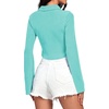 image:imageLYANER Womens Ruched Front Button Down V Neck Bell Long Sleeve Crop Tops Dressy Blouse ShirtSky Blue