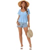 image:imageLYANER Womens Ruffle Peplum Blouse Ruched Sweetheart V Neck Cute ShirtAzure