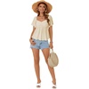 image:imageLYANER Womens Ruffle Peplum Blouse Ruched Sweetheart V Neck Cute ShirtBeige