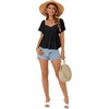 image:imageLYANER Womens Ruffle Peplum Blouse Ruched Sweetheart V Neck Cute ShirtBlack