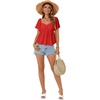 image:imageLYANER Womens Ruffle Peplum Blouse Ruched Sweetheart V Neck Cute ShirtRed