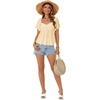 image:imageLYANER Womens Ruffle Peplum Blouse Ruched Sweetheart V Neck Cute ShirtSolid Beige