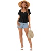 image:imageLYANER Womens Ruffle Peplum Blouse Ruched Sweetheart V Neck Cute ShirtSolid Black