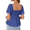 image:imageLYANER Womens Ruffle Peplum Blouse Ruched Sweetheart V Neck Cute ShirtSolid Royal Blue