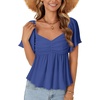 image:imageLYANER Womens Ruffle Peplum Blouse Ruched Sweetheart V Neck Cute ShirtSolid Royal Blue