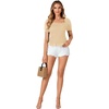 image:imageLYANER Womens Ruffle Peplum Smock Gingham Crop Top Square Neck Puff Short Sleeve Blouse ShirtBeige