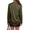 image:imageLYANER Womens Satin Blouse Long Sleeve Silk Button Down Shirts Work Office Dressy TopsArmy Green