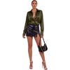 image:imageLYANER Womens Satin Blouse Long Sleeve Silk Button Down Shirts Work Office Dressy TopsArmy Green