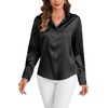 image:imageLYANER Womens Satin Blouse Long Sleeve Silk Button Down Shirts Work Office Dressy TopsBlack