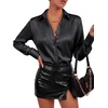 image:imageLYANER Womens Satin Blouse Long Sleeve Silk Button Down Shirts Work Office Dressy TopsBlack