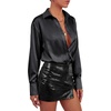 image:imageLYANER Womens Satin Blouse Long Sleeve Silk Button Down Shirts Work Office Dressy TopsBlack