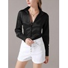 image:imageLYANER Womens Satin Blouse Long Sleeve Silk Button Down Shirts Work Office Dressy TopsBlack