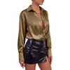 image:imageLYANER Womens Satin Blouse Long Sleeve Silk Button Down Shirts Work Office Dressy TopsBrown