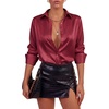 image:imageLYANER Womens Satin Blouse Long Sleeve Silk Button Down Shirts Work Office Dressy TopsBurgundy