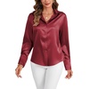 image:imageLYANER Womens Satin Blouse Long Sleeve Silk Button Down Shirts Work Office Dressy TopsBurgundy