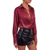 image:imageLYANER Womens Satin Blouse Long Sleeve Silk Button Down Shirts Work Office Dressy TopsBurgundy