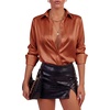 image:imageLYANER Womens Satin Blouse Long Sleeve Silk Button Down Shirts Work Office Dressy TopsBurnt Orange