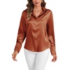 image:imageLYANER Womens Satin Blouse Long Sleeve Silk Button Down Shirts Work Office Dressy TopsBurnt Orange