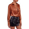image:imageLYANER Womens Satin Blouse Long Sleeve Silk Button Down Shirts Work Office Dressy TopsBurnt Orange