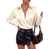 image:imageLYANER Womens Satin Blouse Long Sleeve Silk Button Down Shirts Work Office Dressy TopsChampagne