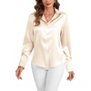 image:imageLYANER Womens Satin Blouse Long Sleeve Silk Button Down Shirts Work Office Dressy TopsChampagne