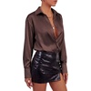 image:imageLYANER Womens Satin Blouse Long Sleeve Silk Button Down Shirts Work Office Dressy TopsCoffee