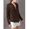image:imageLYANER Womens Satin Blouse Long Sleeve Silk Button Down Shirts Work Office Dressy TopsCoffee