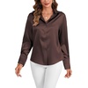 image:imageLYANER Womens Satin Blouse Long Sleeve Silk Button Down Shirts Work Office Dressy TopsCoffee