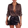 image:imageLYANER Womens Satin Blouse Long Sleeve Silk Button Down Shirts Work Office Dressy TopsCoffee