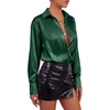 image:imageLYANER Womens Satin Blouse Long Sleeve Silk Button Down Shirts Work Office Dressy TopsDark Green