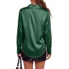 image:imageLYANER Womens Satin Blouse Long Sleeve Silk Button Down Shirts Work Office Dressy TopsDark Green