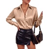 image:imageLYANER Womens Satin Blouse Long Sleeve Silk Button Down Shirts Work Office Dressy TopsKhaki
