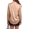 image:imageLYANER Womens Satin Blouse Long Sleeve Silk Button Down Shirts Work Office Dressy TopsKhaki