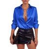 image:imageLYANER Womens Satin Blouse Long Sleeve Silk Button Down Shirts Work Office Dressy TopsRoyal Blue