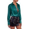 image:imageLYANER Womens Satin Blouse Long Sleeve Silk Button Down Shirts Work Office Dressy TopsTeal Blue